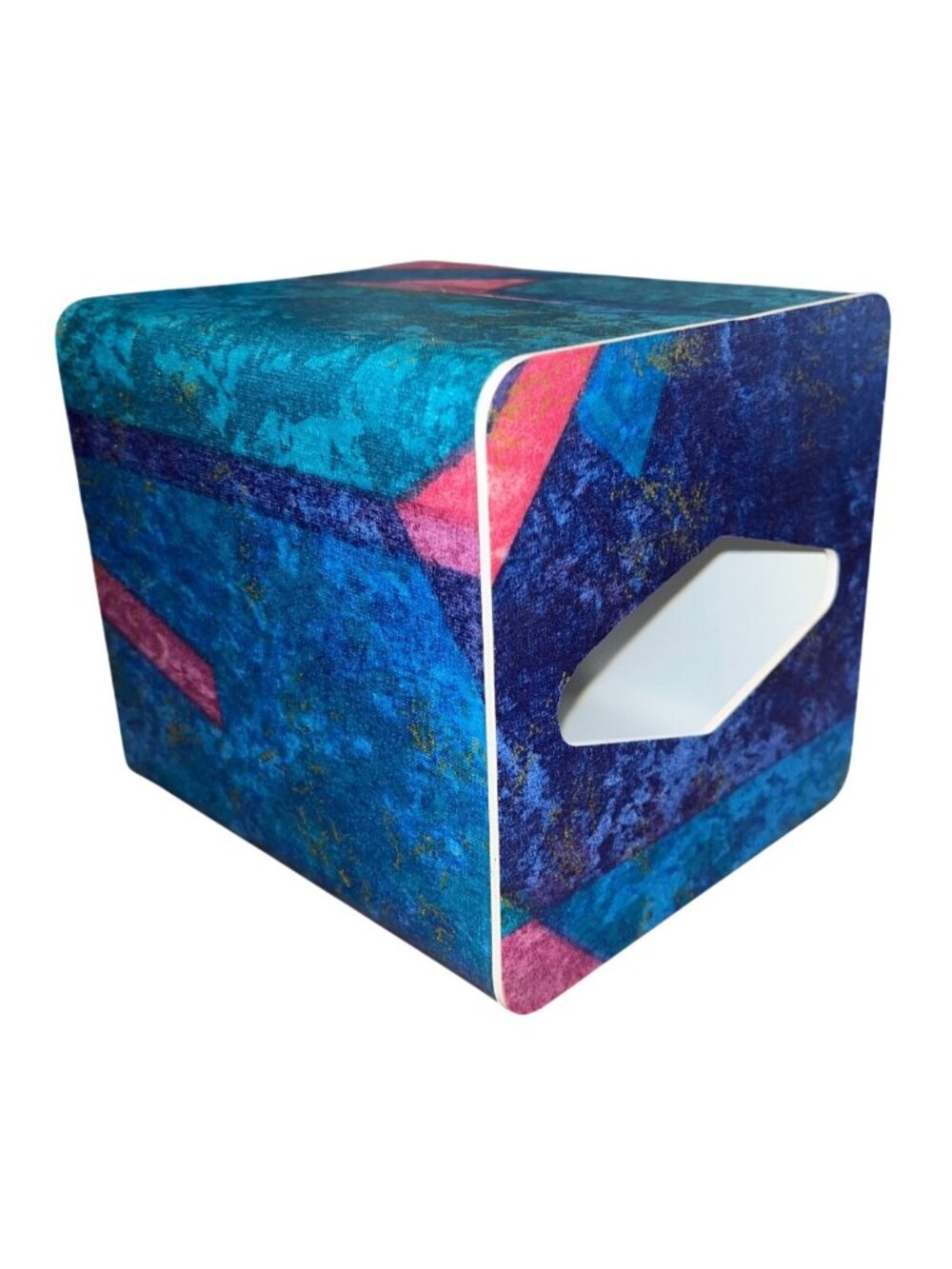 '80s Jeweled Marble Geometric Bathroom Accessory Set - Wastebasket Tissue Box Co - Picture 5 of 6